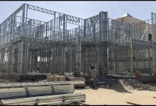 light gauge steel frame building construction with lightweight concrete infill